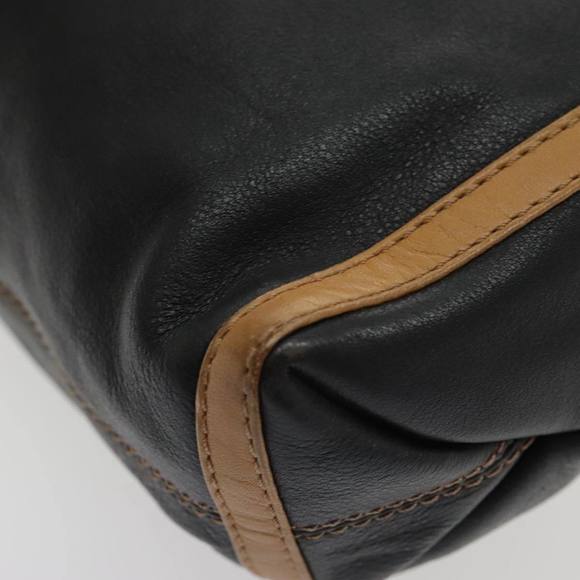 CELINE Clutch Bag Leather Black Brown Gold Auth fm3932 - Picture 15 of 16